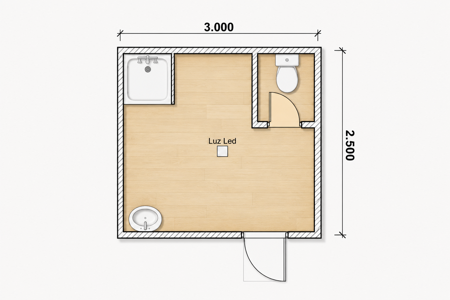 Baño Modular Compacto 3x2.5 - Vista 1